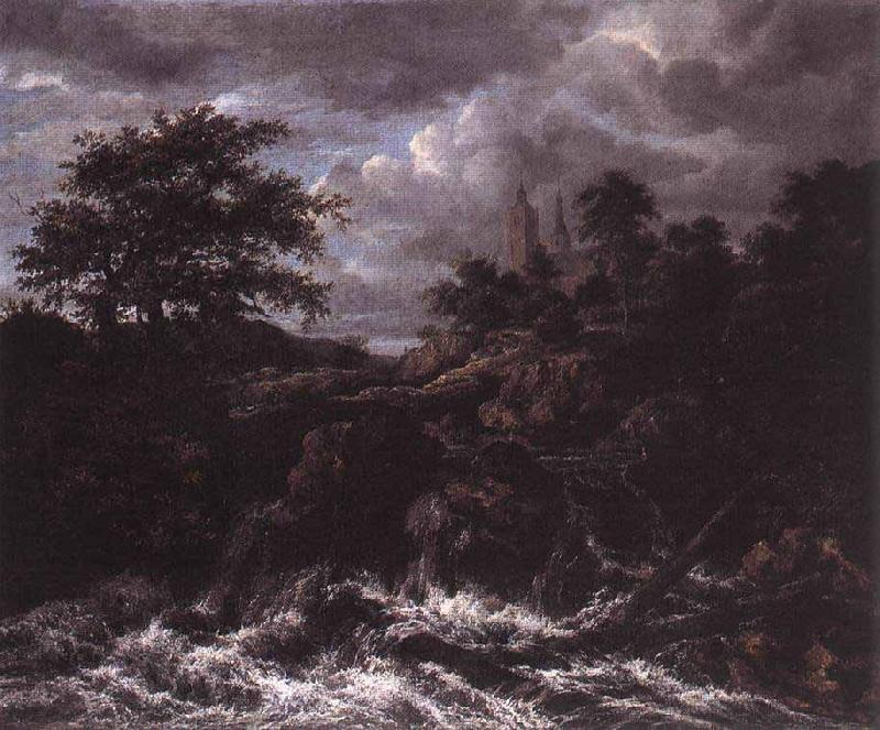 Jacob Isaacksz. van Ruisdael Waterfall by a Church Germany oil painting art